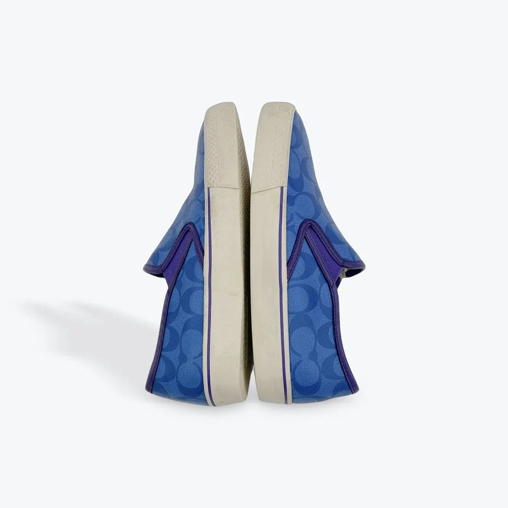 Coach Men's‎ Signature C Monogram Slip On Canvas Sneakers Blue Purple Size 7D - Picture 3 of 8